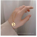 Shangjie OEM kalung Trendy Women Cube Necklace Jewelry Gold Plated Stainless Steel Necklace Hollow Rose Necklace